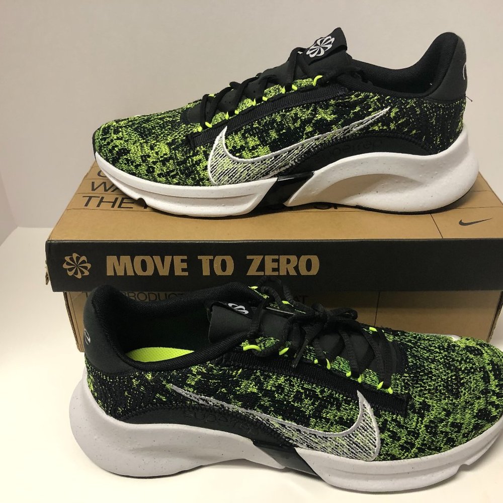 Nike SuperRep Go 3 Flyknit Men's Black White Green Training Sneakers DH3394 017